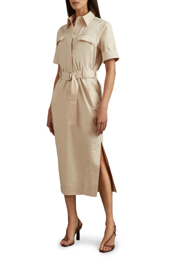 Reiss Aime Belted Shirtdress in Stone Cover