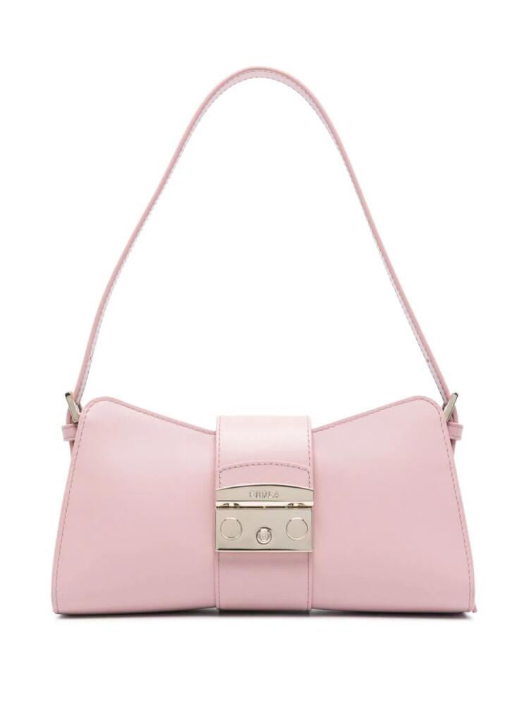 Furla logo-engraved leather shoulder bag - Pink Cover