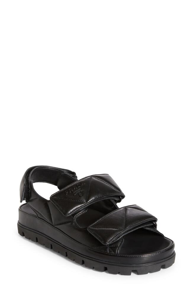 Prada Diagram Double Strap Slide Sandal in Black Cover