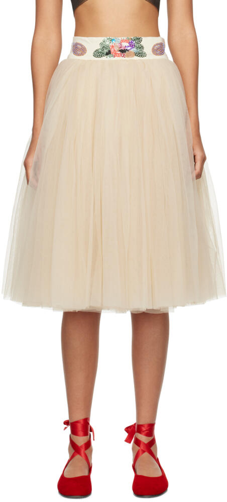 Bode Beige Sunset Lily Midi Skirt Cover