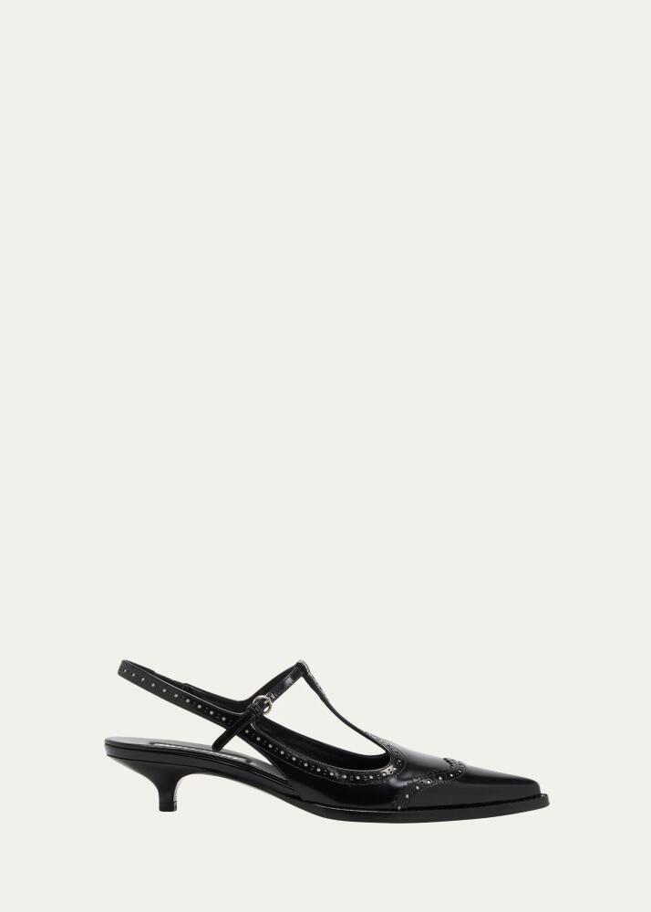 Miu Miu Leather Wing-Tip Mary Jane Slingback Pumps Cover