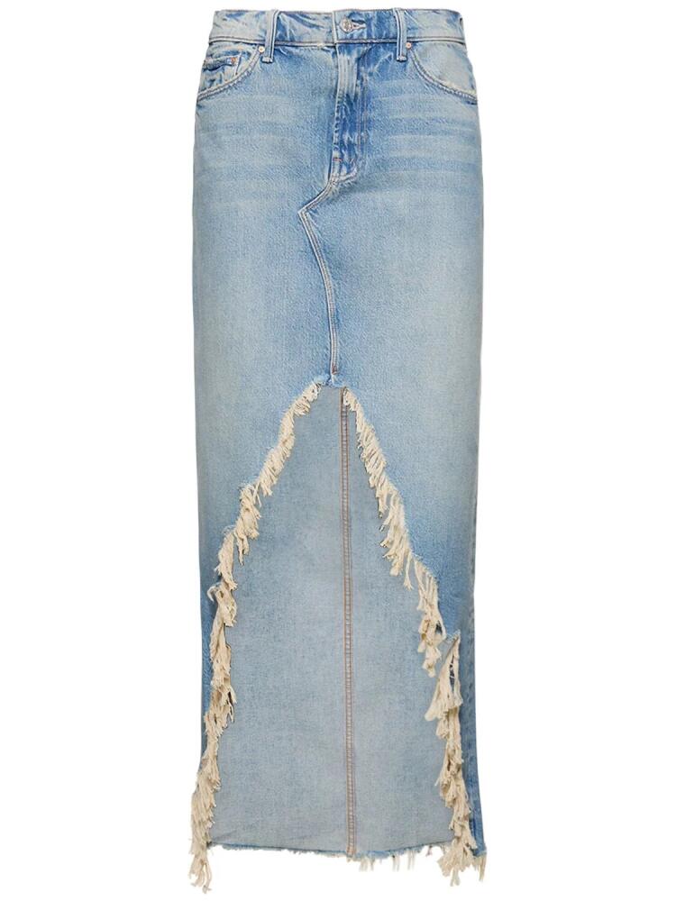 MOTHER The Ditcher Frayed Denim Maxi Skirt Cover