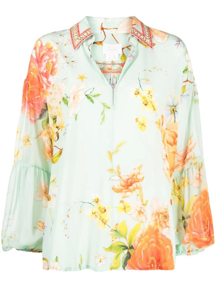 Camilla Vintage Collar floral-print blouse - Green Cover