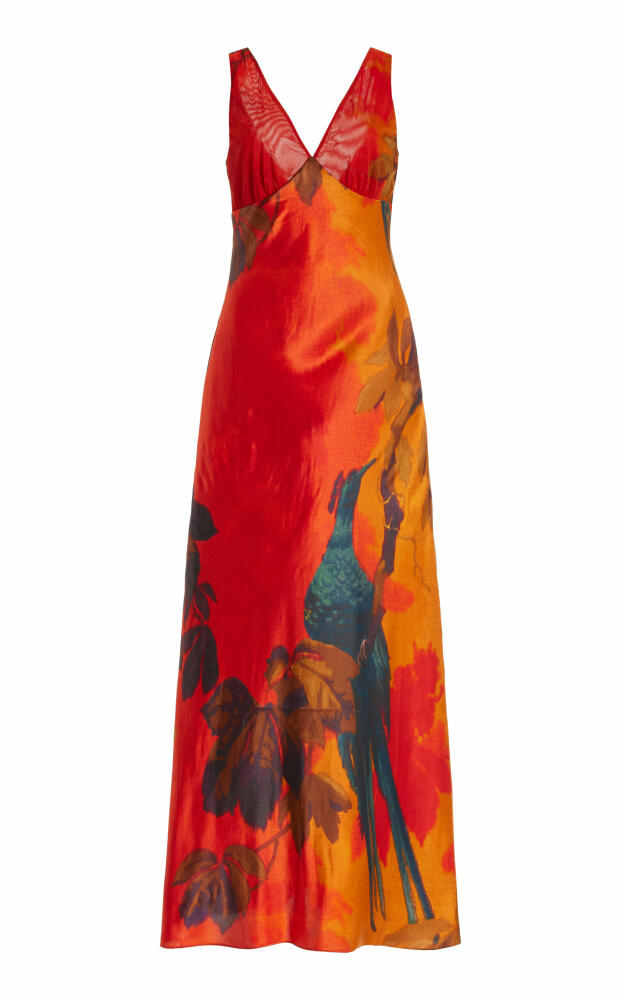 SIR - Lush Printed Silk Maxi Slip Dress - Orange Cover