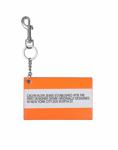 Calvin Klein Jeans Man Key ring Orange Textile fibers, Metal Cover