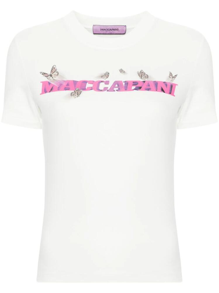 Maccapani logo-print cotton T-shirt - White Cover