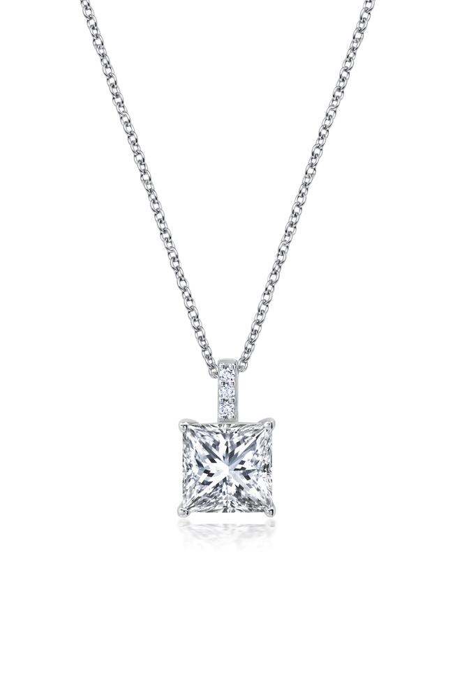 Crislu Brilliant Radiant Cut Cubic Zirconia Pendant Necklace in Platinum Cover