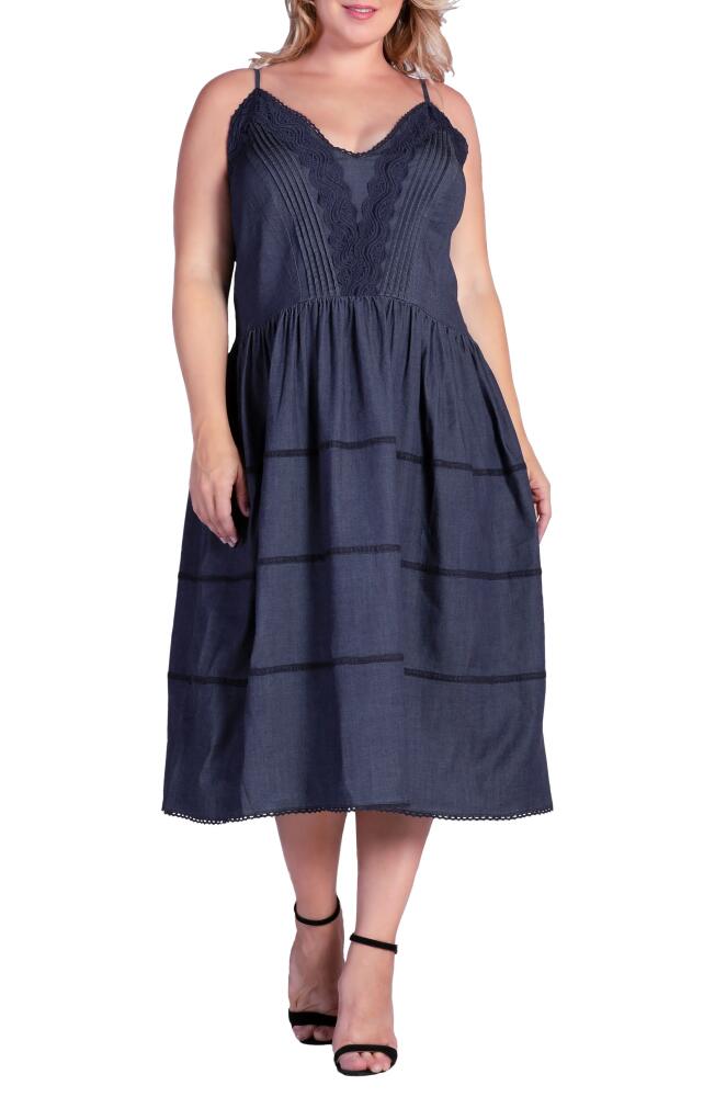 Standards & Practices Azha Lace Trim Fit & Flare Dress in Dark Indigo Cover