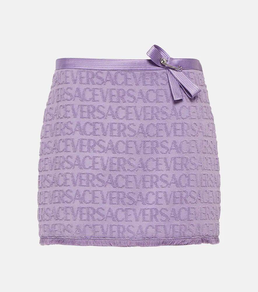 Versace Embellished logo cotton miniskirt Cover