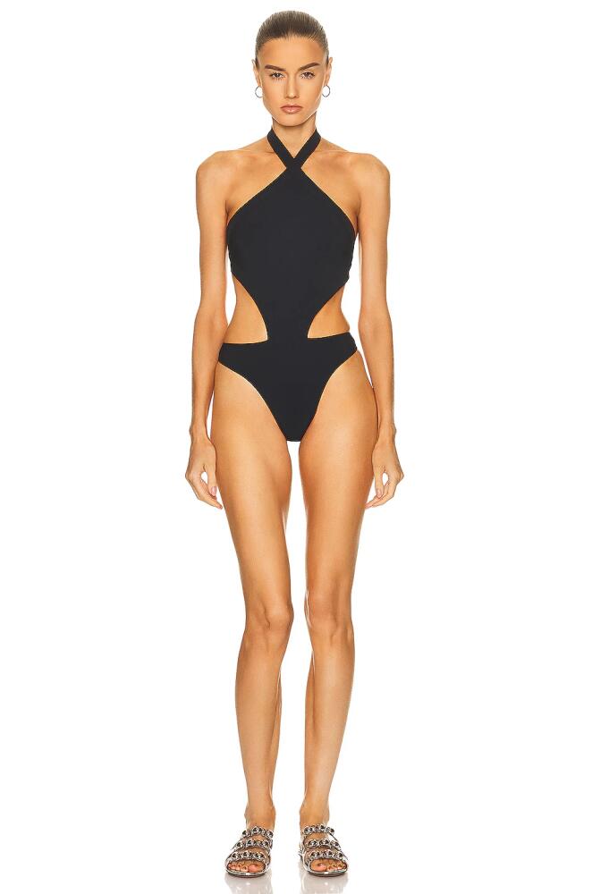 ALAÏA Trikini One Piece Swimsuit in Black Cover