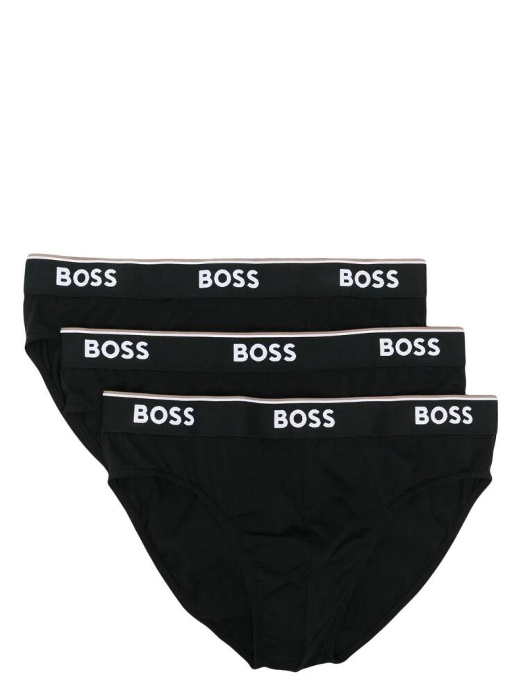 BOSS logo-waistband briefs set of 3 - Black Cover