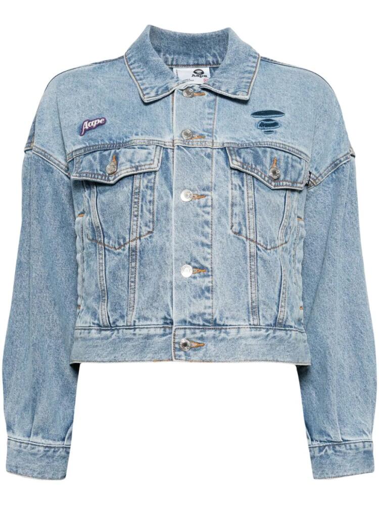 AAPE BY *A BATHING APE® logo-appliqué denim jacket - Blue Cover