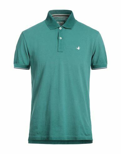 Brooksfield Man Polo shirt Emerald green Cotton Cover