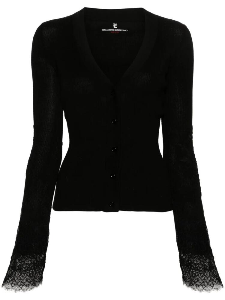 Ermanno Scervino lace-detail knitted cardigan - Black Cover