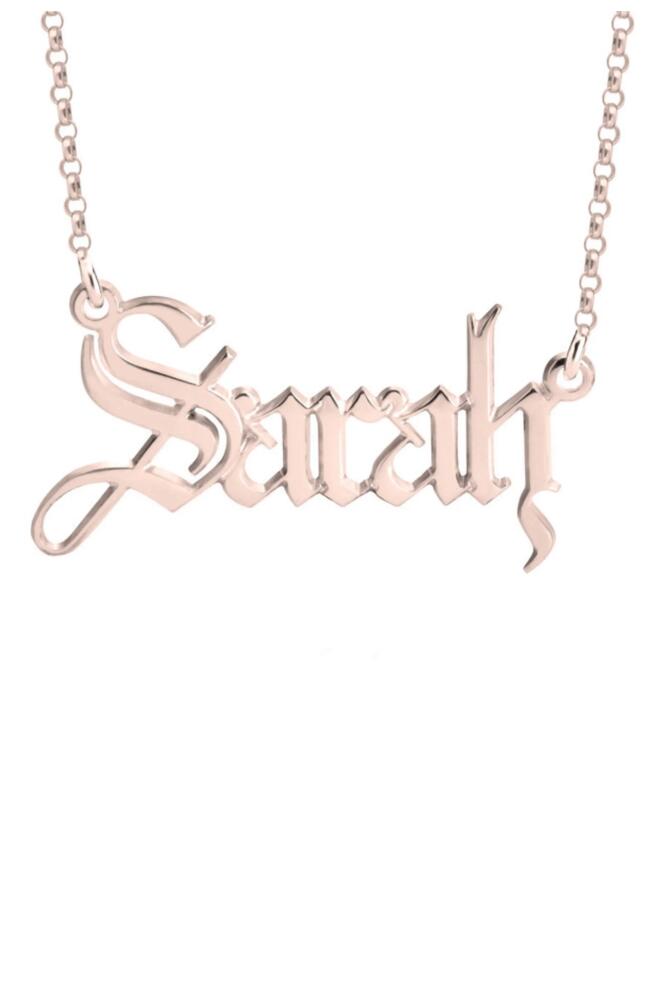 MELANIE MARIE Personalized Nameplate Necklace in Rose Gold Plated Cover