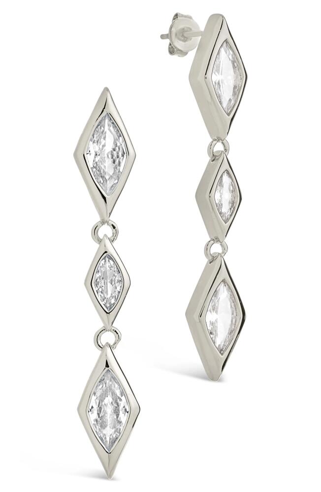 Sterling Forever Lissie Cubic Zirconia Linear Drop Earrings in Silver Cover