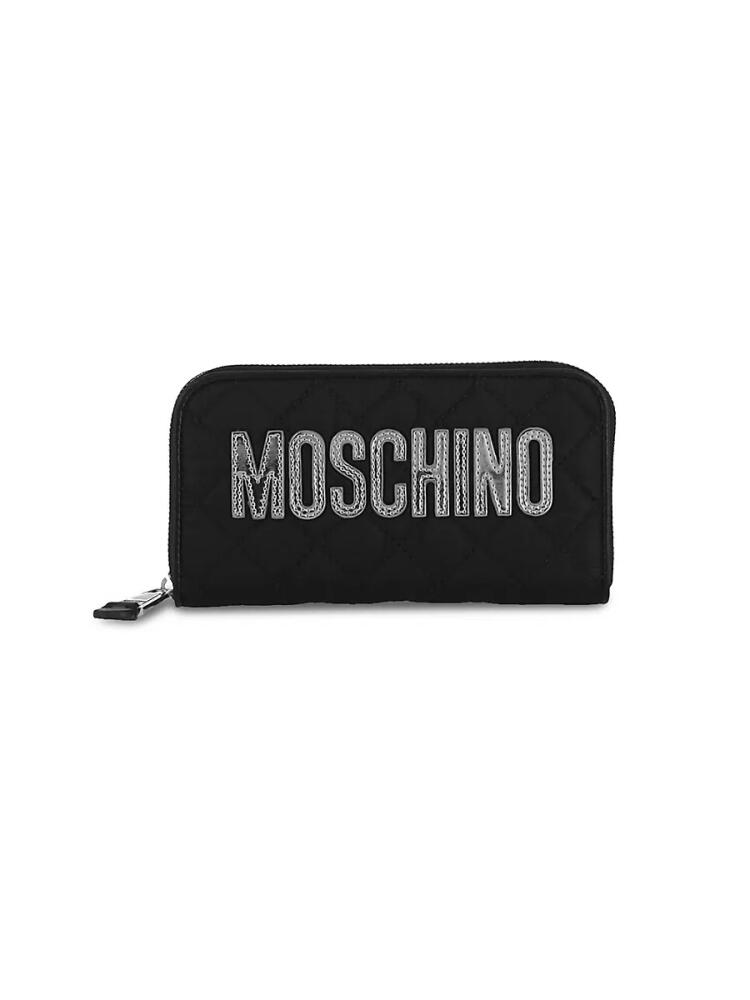 Moschino Women's Logo Quilted Zip Around Wallet - Fantasy Print Cover