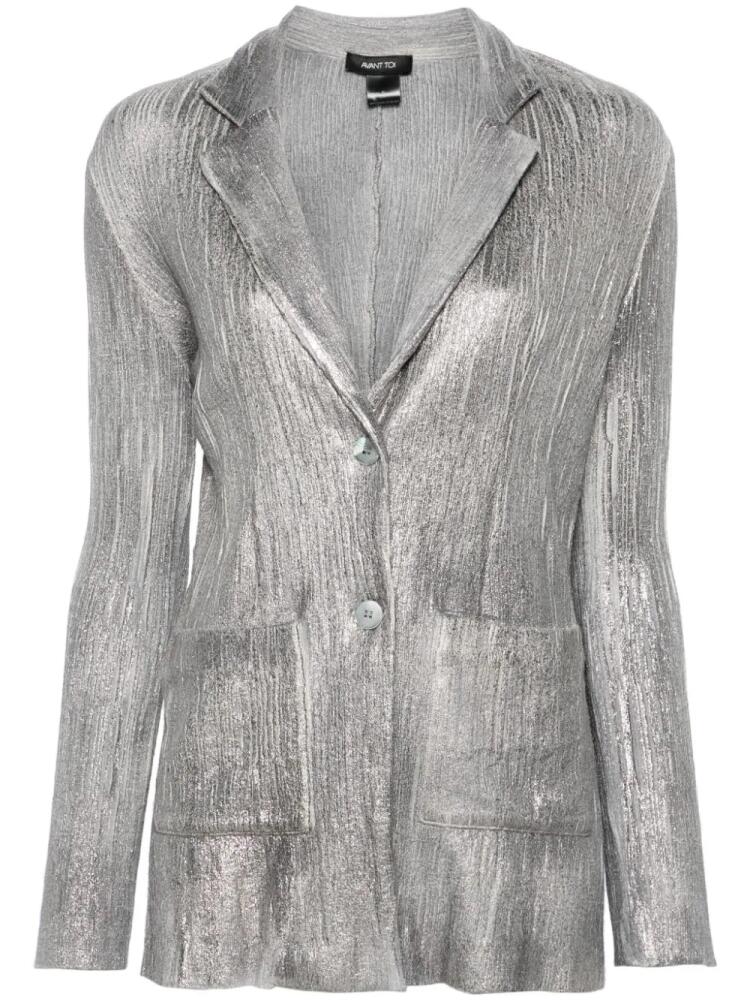 Avant Toi plissé single-breasted blazer - Grey Cover