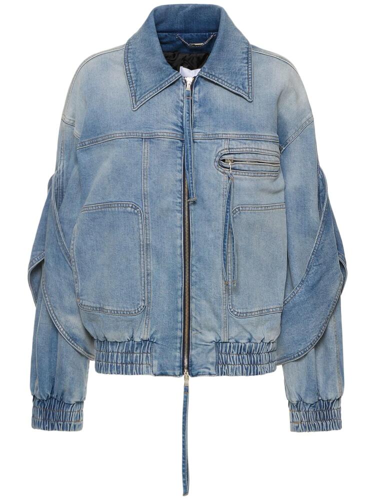 BLUMARINE Stretch Denim Zip Bomber Jacket Cover