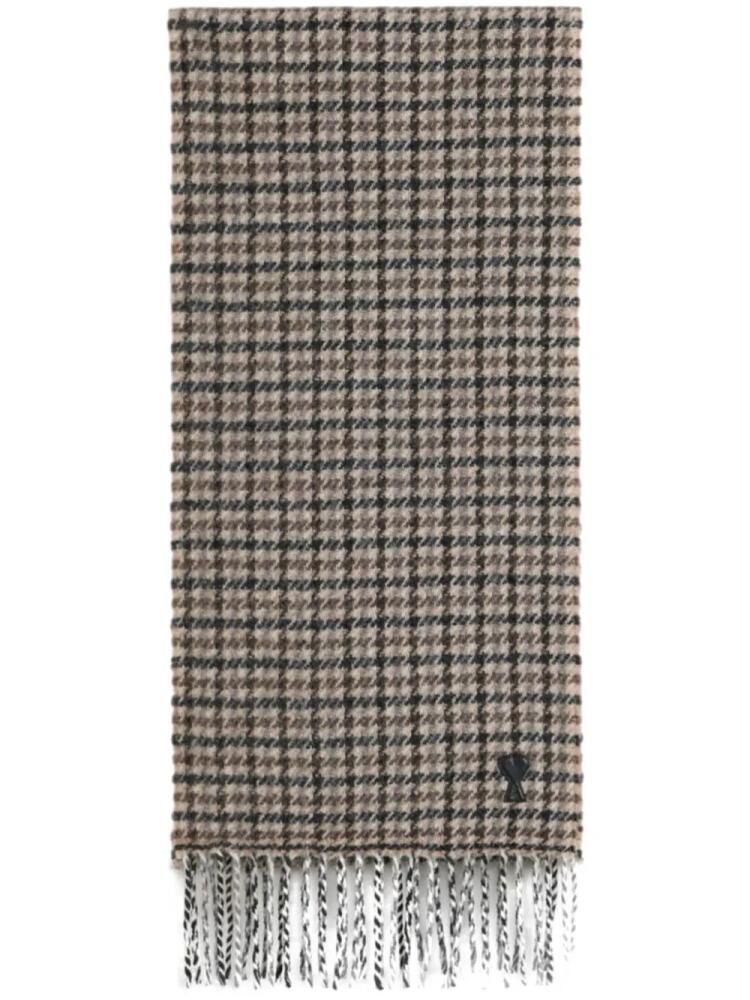 AMI Paris Ami de Coeur houndstooth scarf - Brown Cover