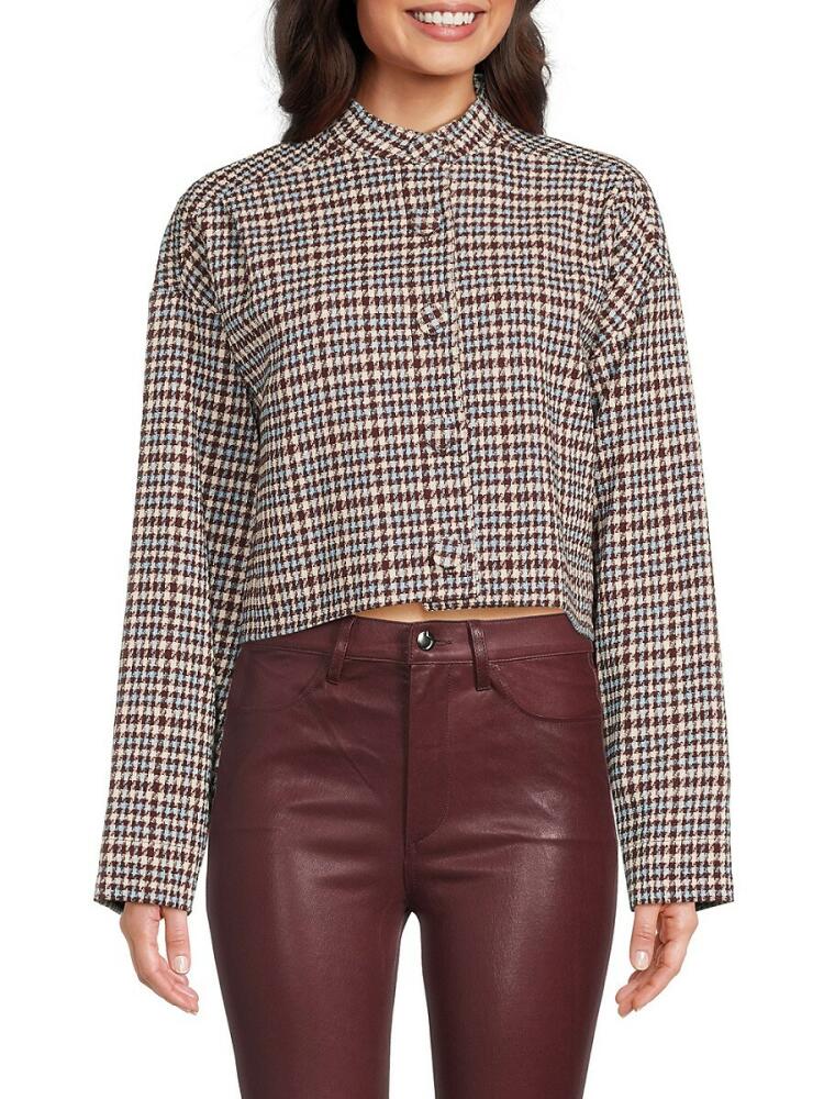 Rebecca Taylor Women's Houndstooth Wool Blend Jacket - Brown Cover