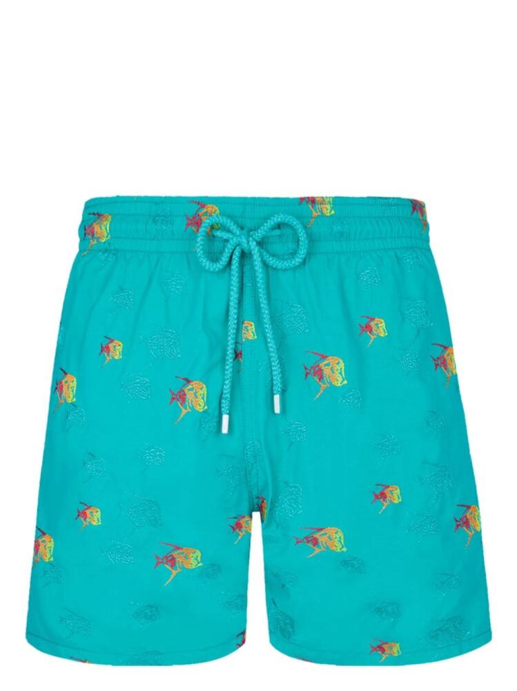 Vilebrequin Mistral Piranhas-embroidered swim shorts - Green Cover