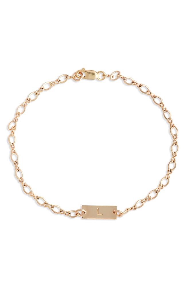 Nashelle Hadley Initial Bar Bracelet in Yellow Gold Fill - L Cover