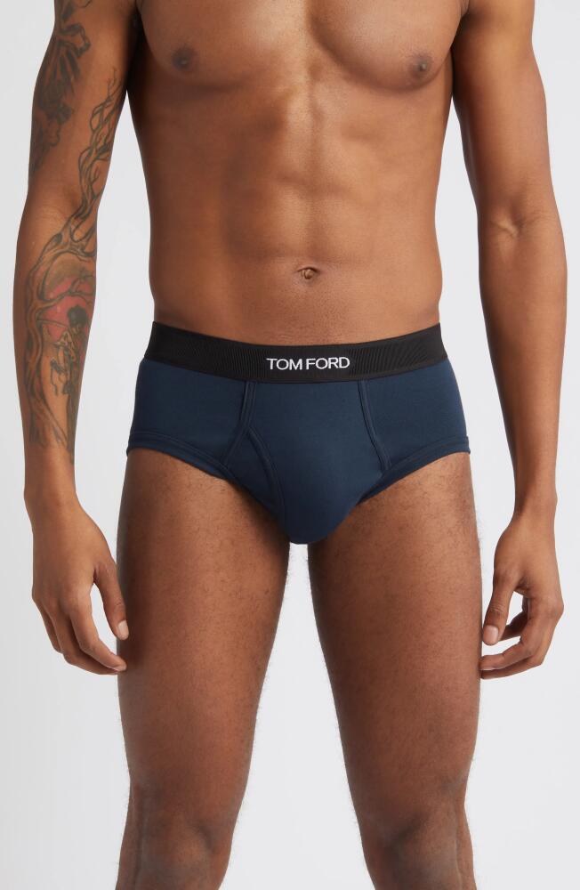 TOM FORD Cotton Stretch Jersey Briefs in Navy Cover