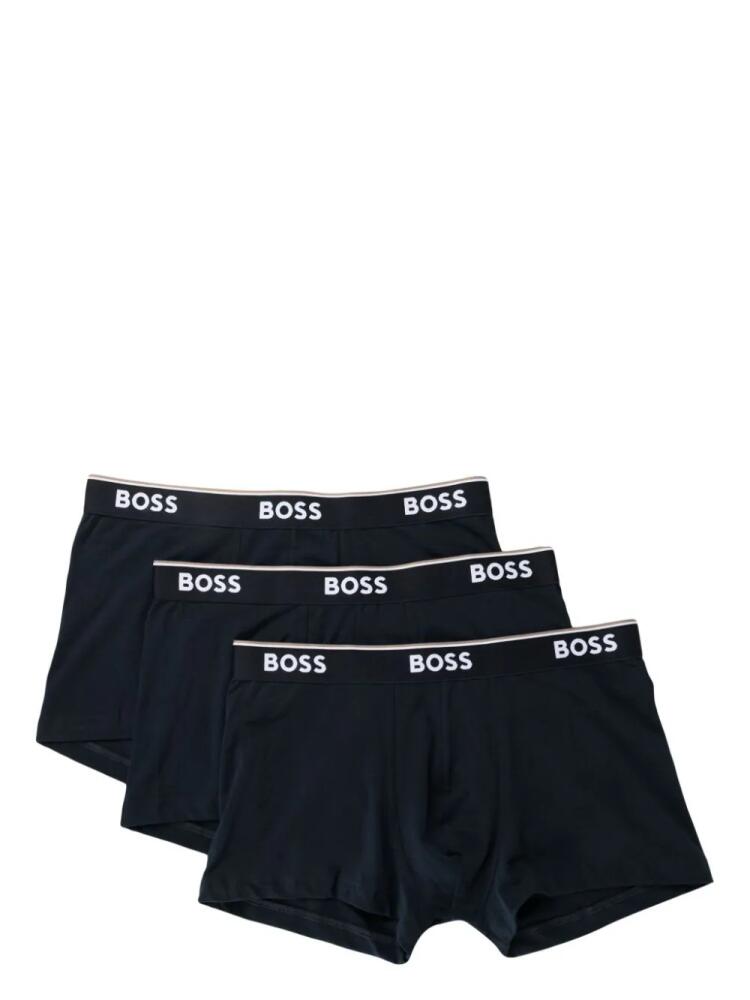 BOSS logo-waistband boxers (set of three) - Blue Cover