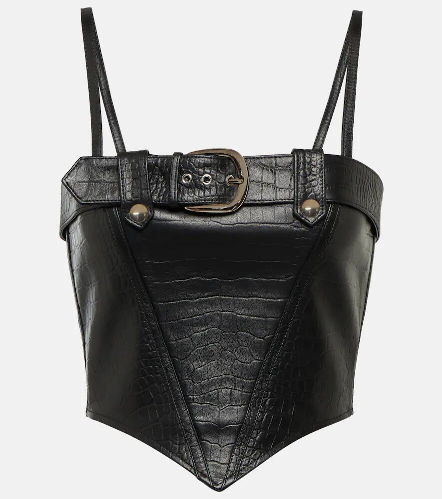 Alessandra Rich Croc-effect leather bustier Cover