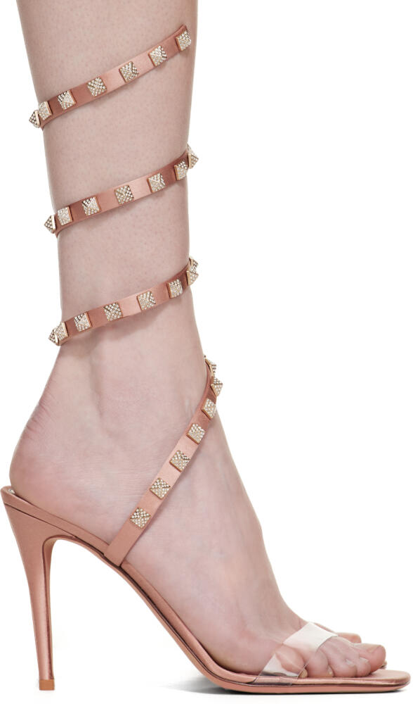 Valentino Garavani Pink Rockstud Heeled Sandals Cover