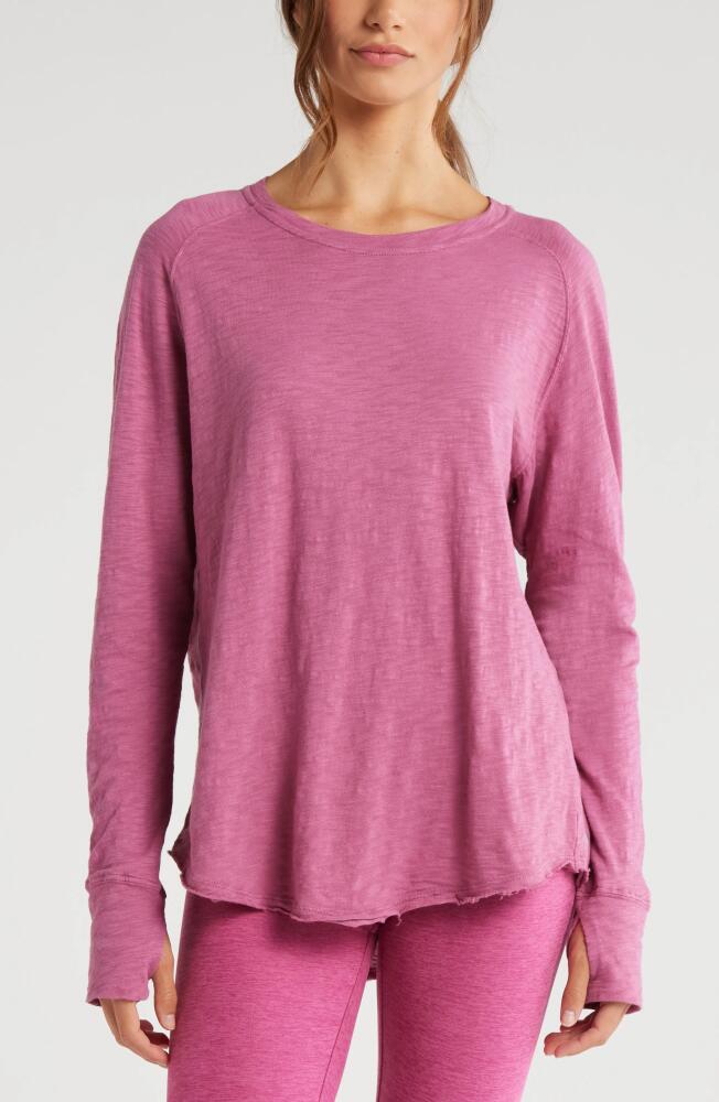 Zella Relaxed Washed Long Sleeve Slub Tee in Pink Violet Cover