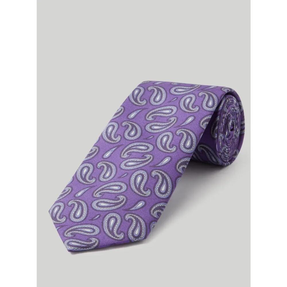 Robert Talbott Robert Paisley Printed Silk Necktie in Purple Cover