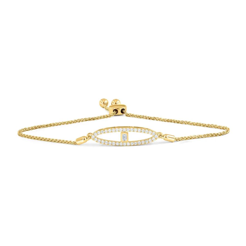 LuvMyJewelry Marquise Bolo Adjustable Diamond Bracelet in 14K Gold in 14K Yellow Gold Cover