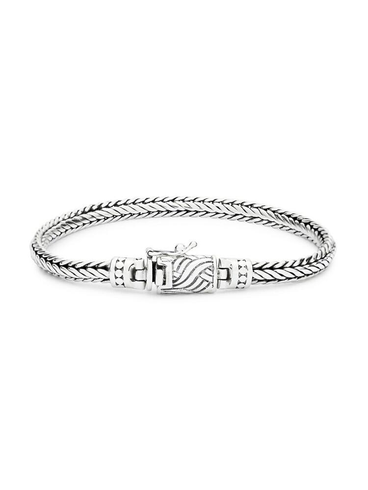 Eli Pebble Men's Sterling Silver Thin Braided Bracelet Cover