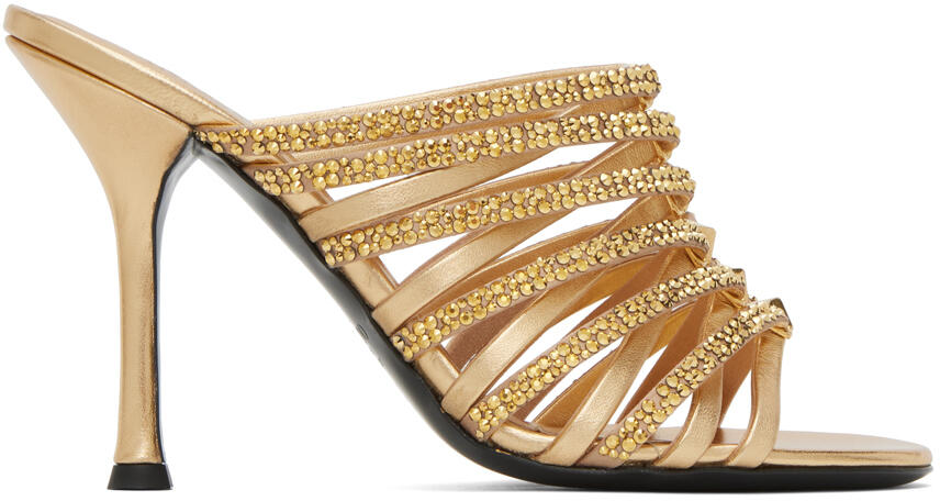 Valentino Garavani Gold Rockstud Strappy 100 Heeled Sandals Cover