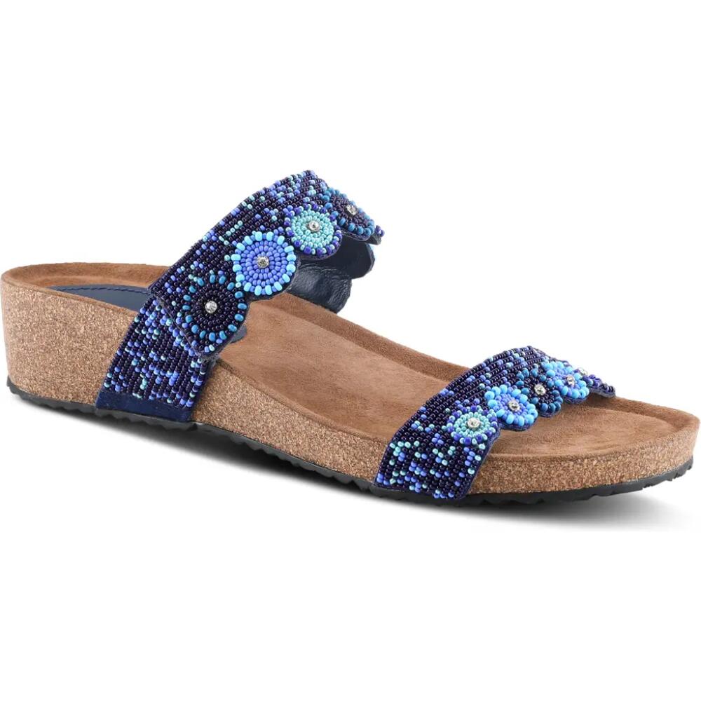 AZURA BY SPRING STEP Bahama Embellished Slide Sandal in Navy Multi Cover