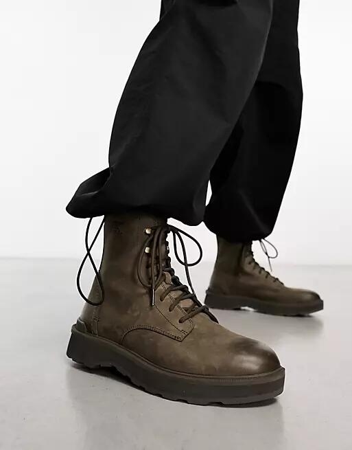 Sorel Hi-Line lace up boots in khaki-Green Cover