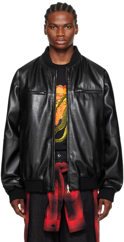 LU'U DAN Black Reversible Faux-Leather Bomber Jacket Cover