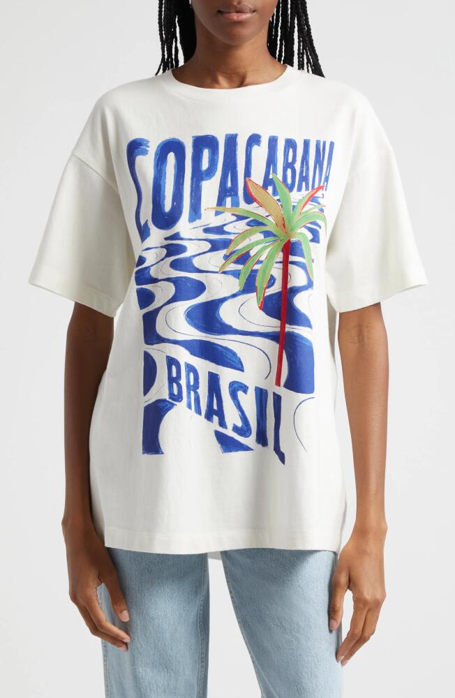 FARM Rio Copacabana Oversize Cotton Graphic T-Shirt in Off-White Cover