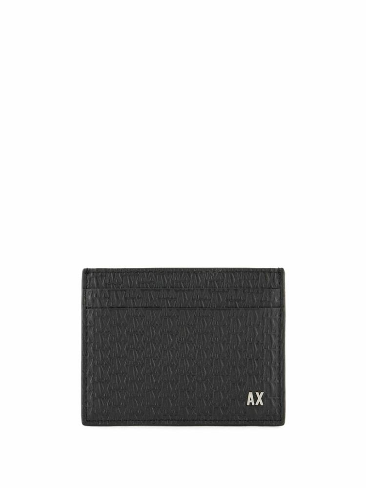 Armani Exchange monogram-embossed leather card holder - Black Cover