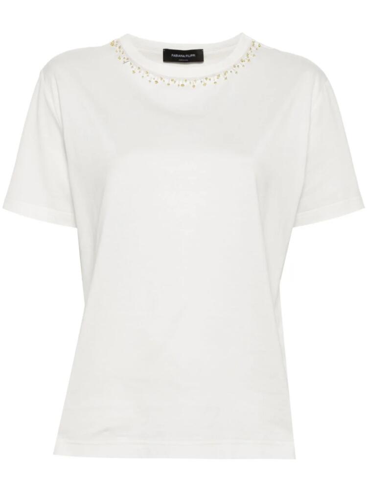 Fabiana Filippi bead-embellished T-shirt - White Cover