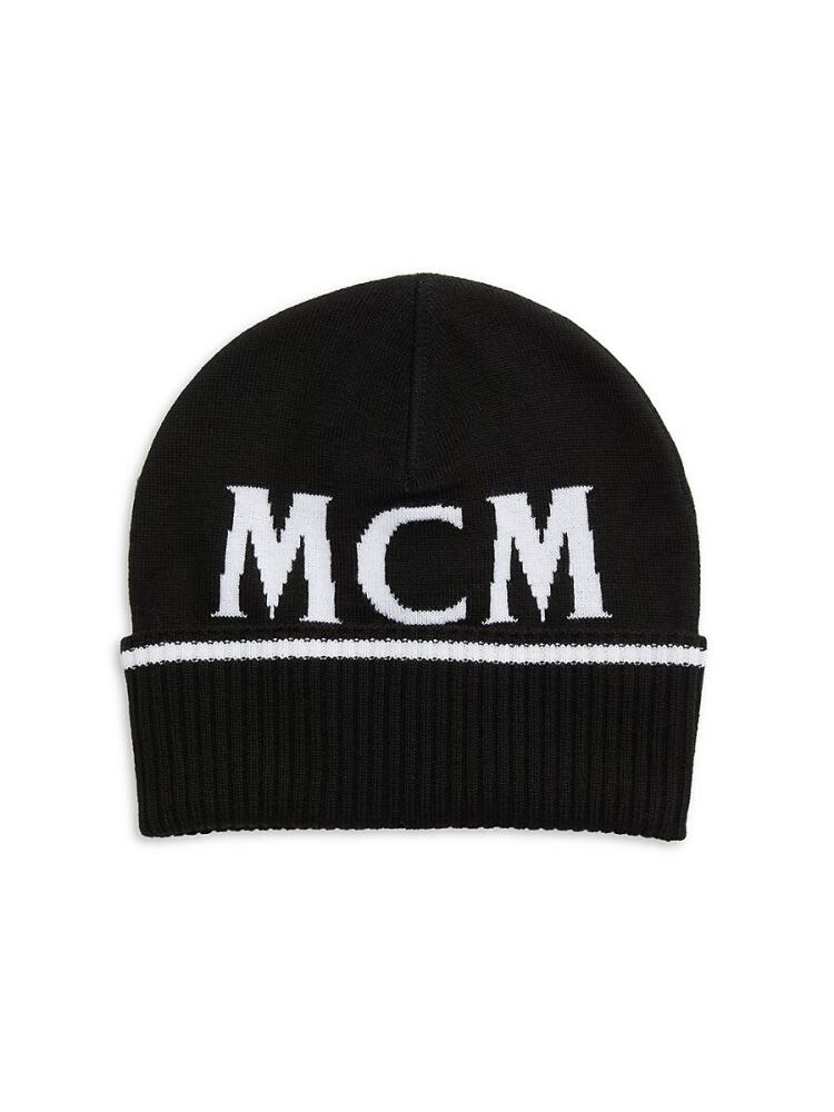 MCM Men's Intarsia Logo Merino Wool Beanie - Blackmulti Cover