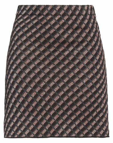 Roberto Collina Woman Mini skirt Dark brown Wool, Metallic Polyester, Nylon Cover