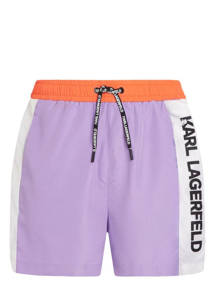 Karl Lagerfeld colour-block swim shorts - Purple Cover