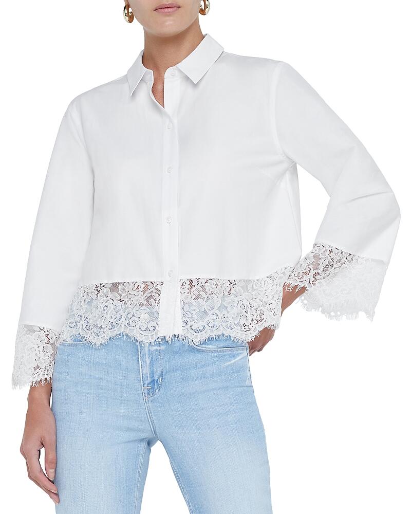 L'Agence Levo Lace Trim Crop Shirt Cover