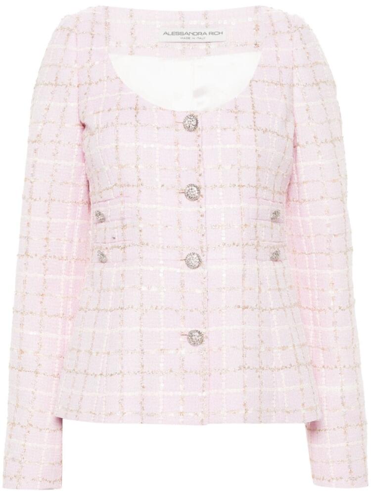 Alessandra Rich sequin-embellished tweed jacket - Pink Cover