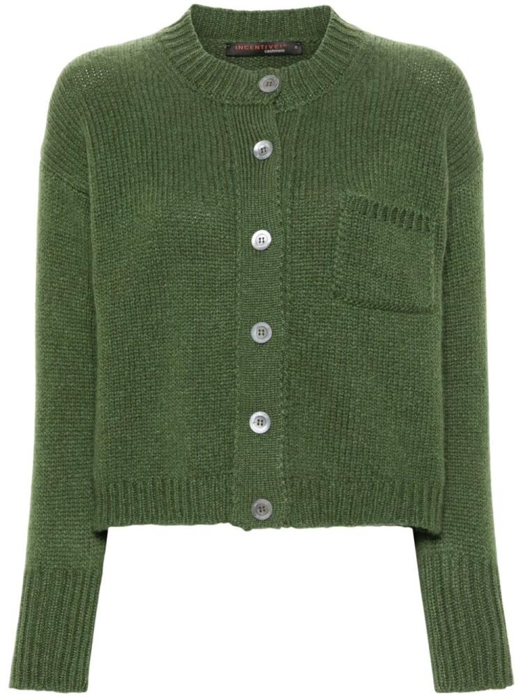 Incentive! Cashmere cashmere cropped cardigan - Green Cover