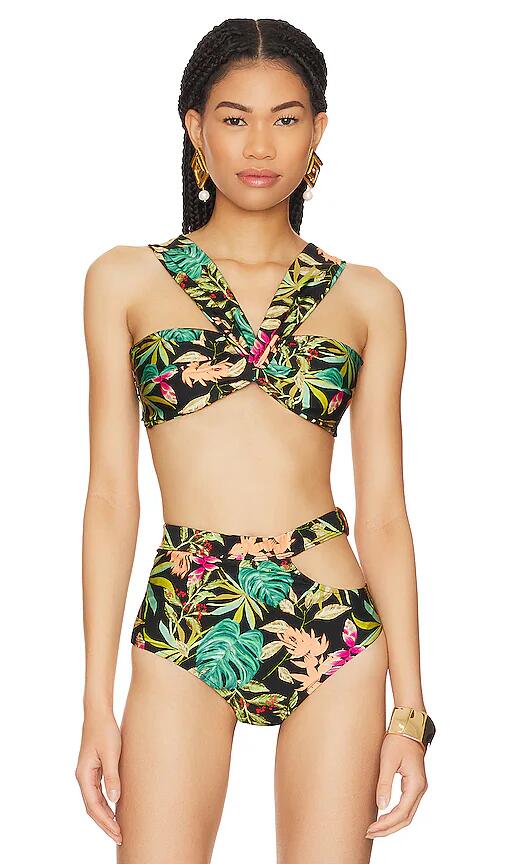 PatBO Tropicalia Off the Shoulder Bikini Top in Black Cover