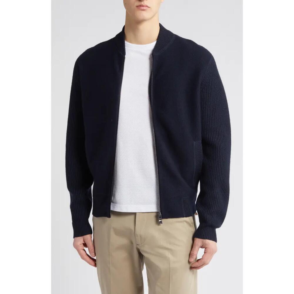 BOSS Meraviglio Zip Wool Cardigan in Dark Blue Cover